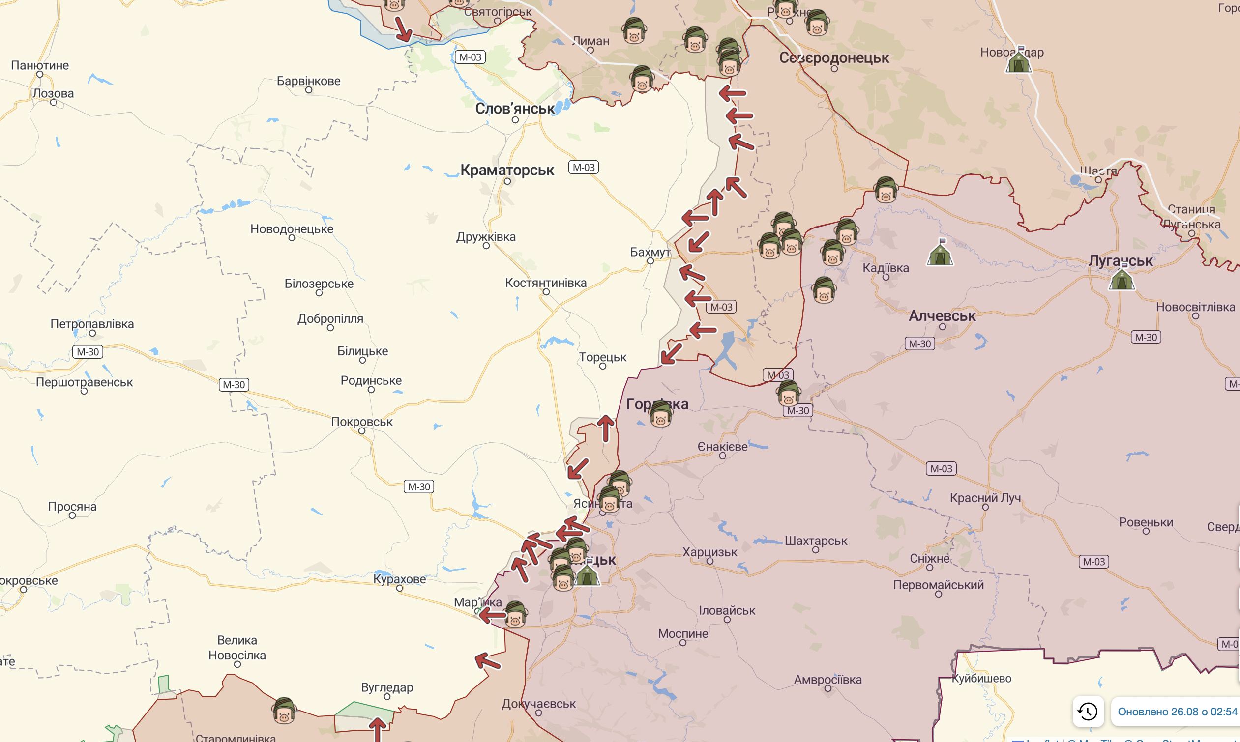 Карта війни в Україні на 26 серпня: де окупанти ведуть наступ